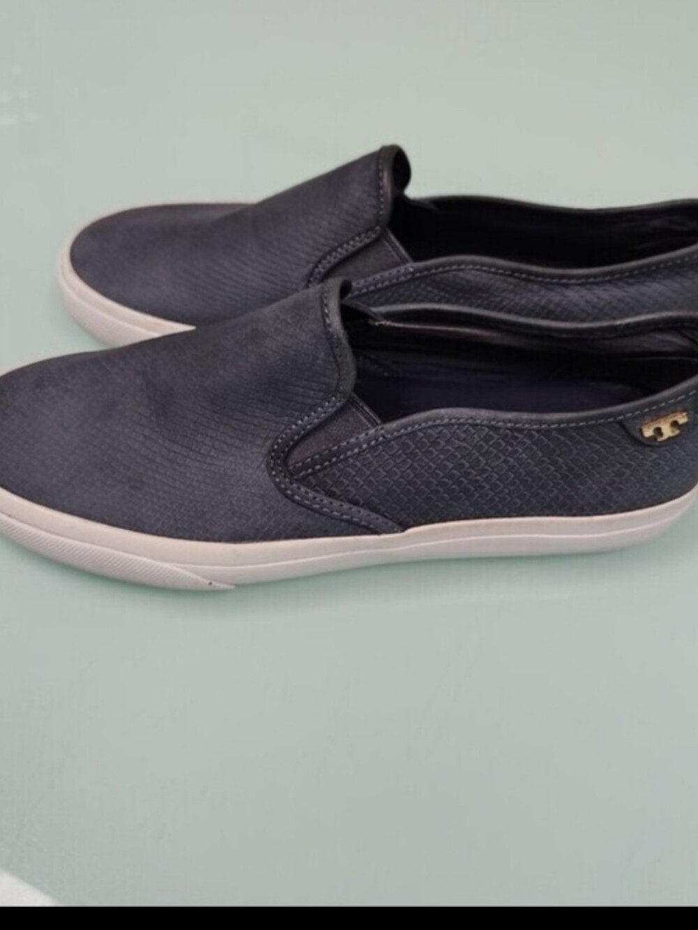 Tory Burch Slip-On Casual Sneakers - Navy Tory Burch Logos